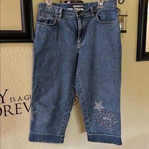 JONES SPORT Embellished Denim Capri Jeans